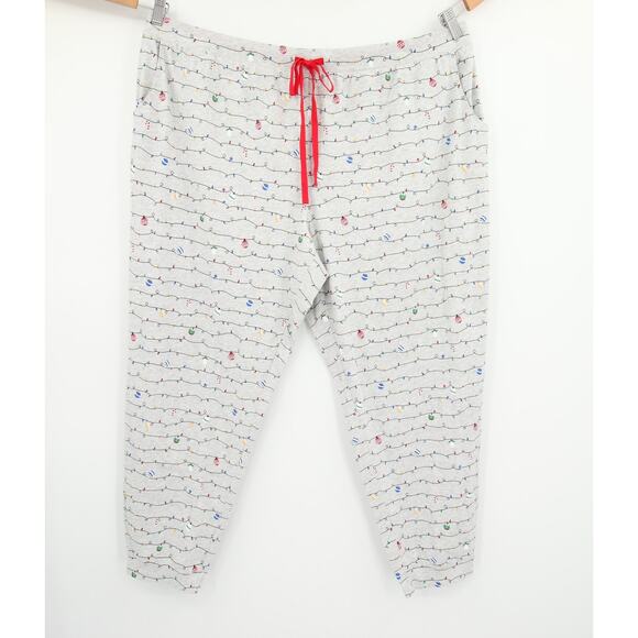 Sleep Sense Pajama Pants Gray Holiday Festive Print Capri Plus Size 2X NWT - Picture 1 of 12